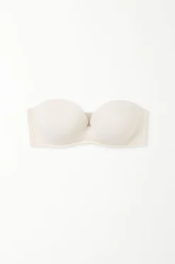Recycled Microfiber Low-Neck Padded Bandeau Bra - Strapless And Bandeau - Women | Tezenis