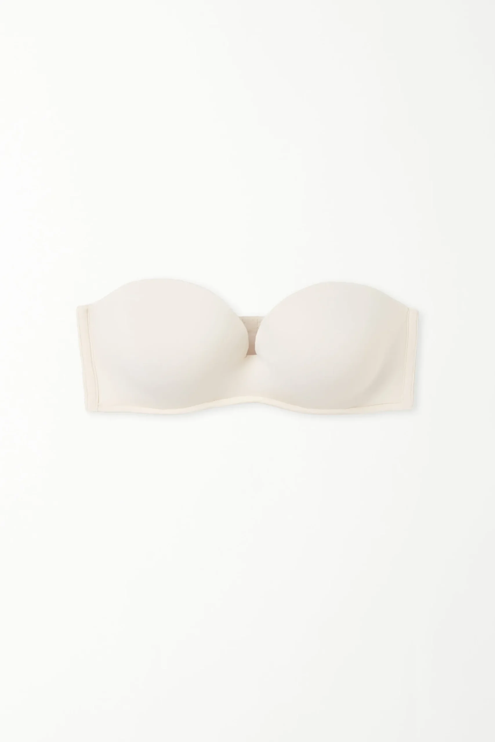 Recycled Microfiber Low-Neck Padded Bandeau Bra - Strapless And Bandeau - Women | Tezenis