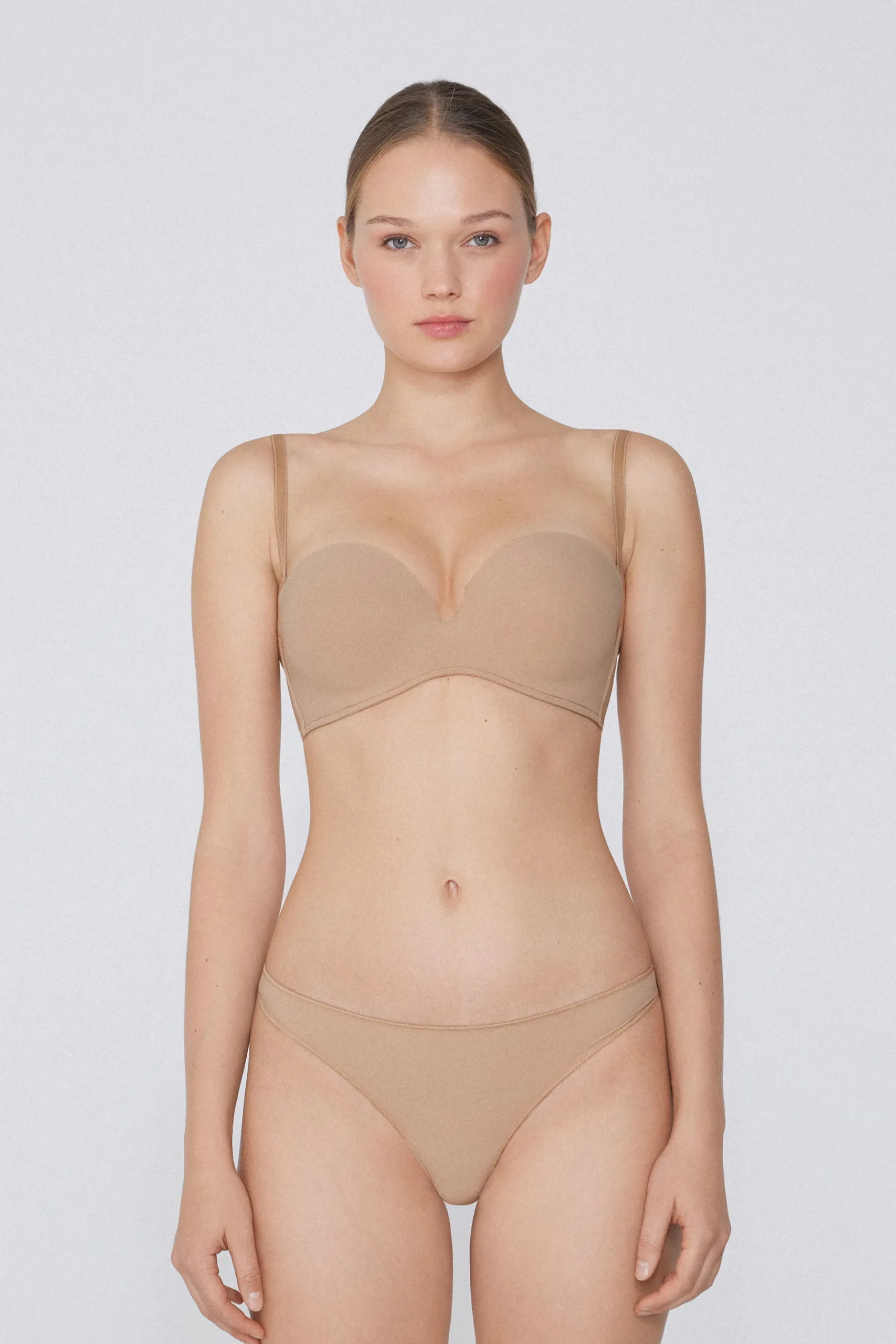 Recycled Microfiber Low-Neck Padded Bandeau Bra - Strapless And Bandeau - Women | Tezenis