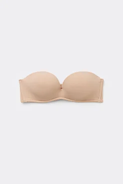 Recycled Microfiber Low-Neck Padded Bandeau Bra - Strapless And Bandeau - Women | Tezenis