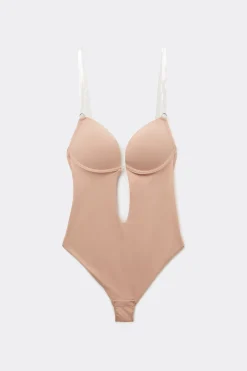 Recycled Microfiber Padded Push-Up Bodysuit With Silicone Straps - Underwear Bodysuits - Women | Tezenis