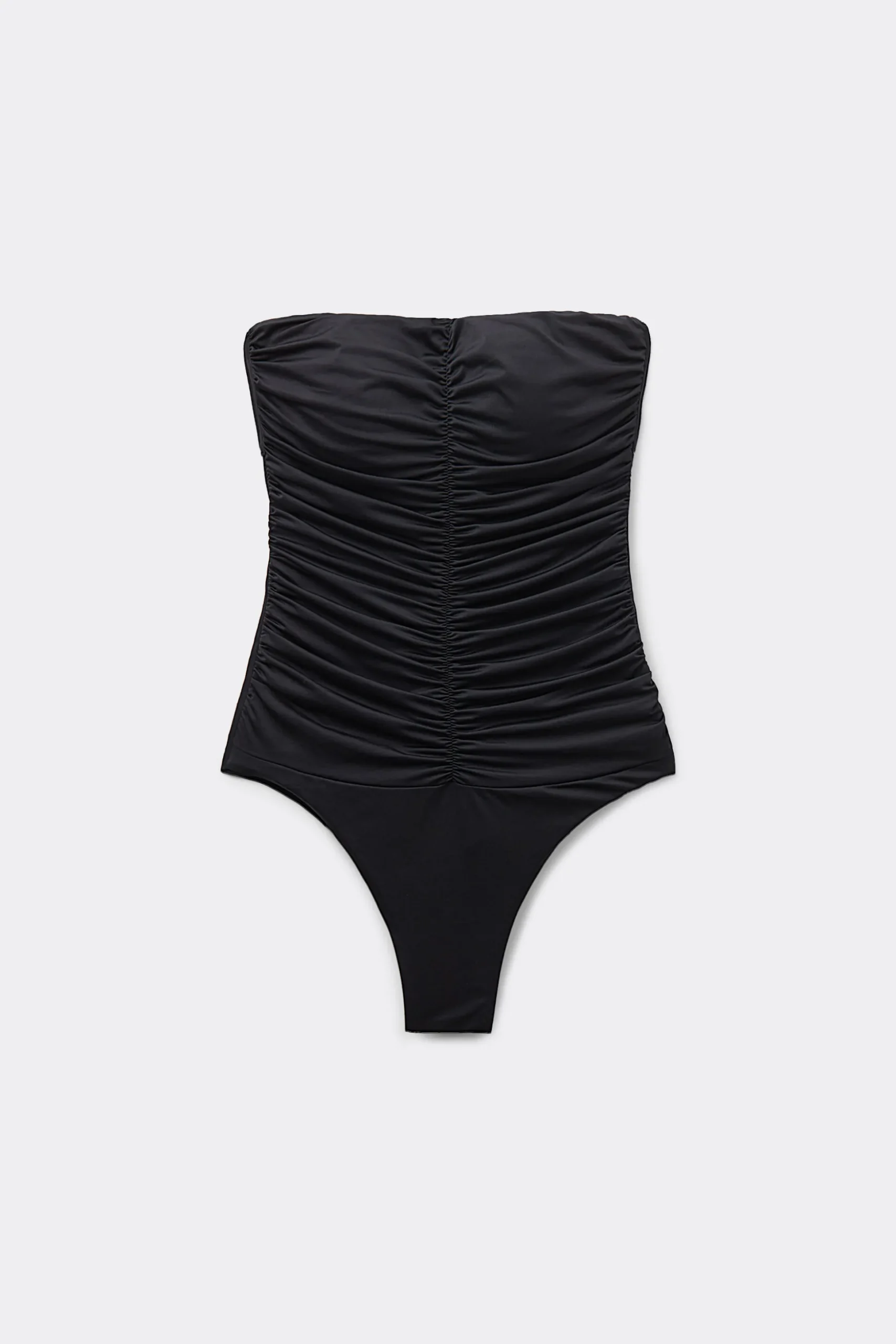 Recycled Microfiber Ruched Bandeau One-Piece Swimsuit - One-piece Swimsuits - Women | Tezenis