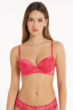 Red Passion Lace Berlin Balconette Bra - Push-up - Women | Tezenis