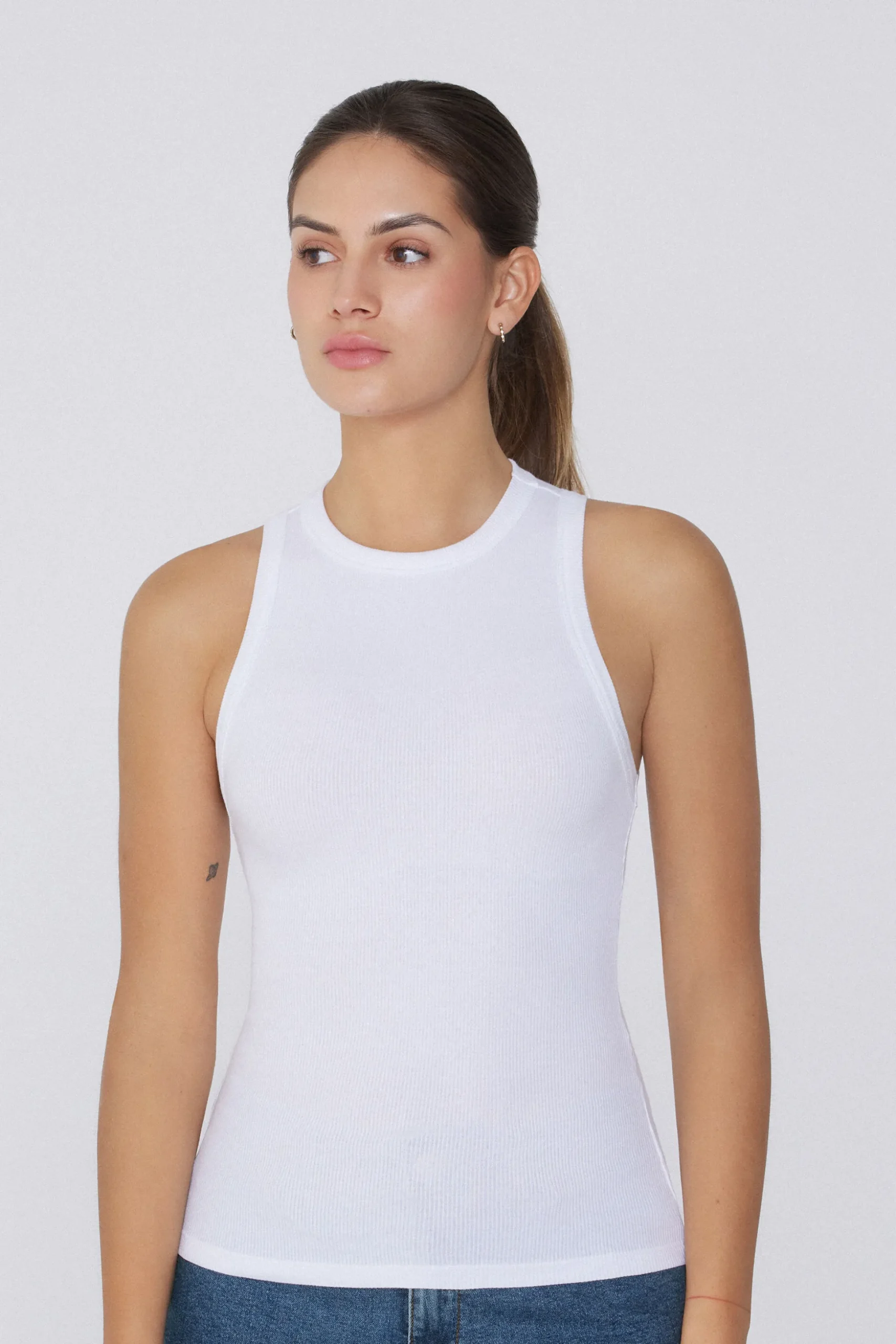 Ribbed Cotton Racerback Tank Top - Tank Tops - Women | Tezenis