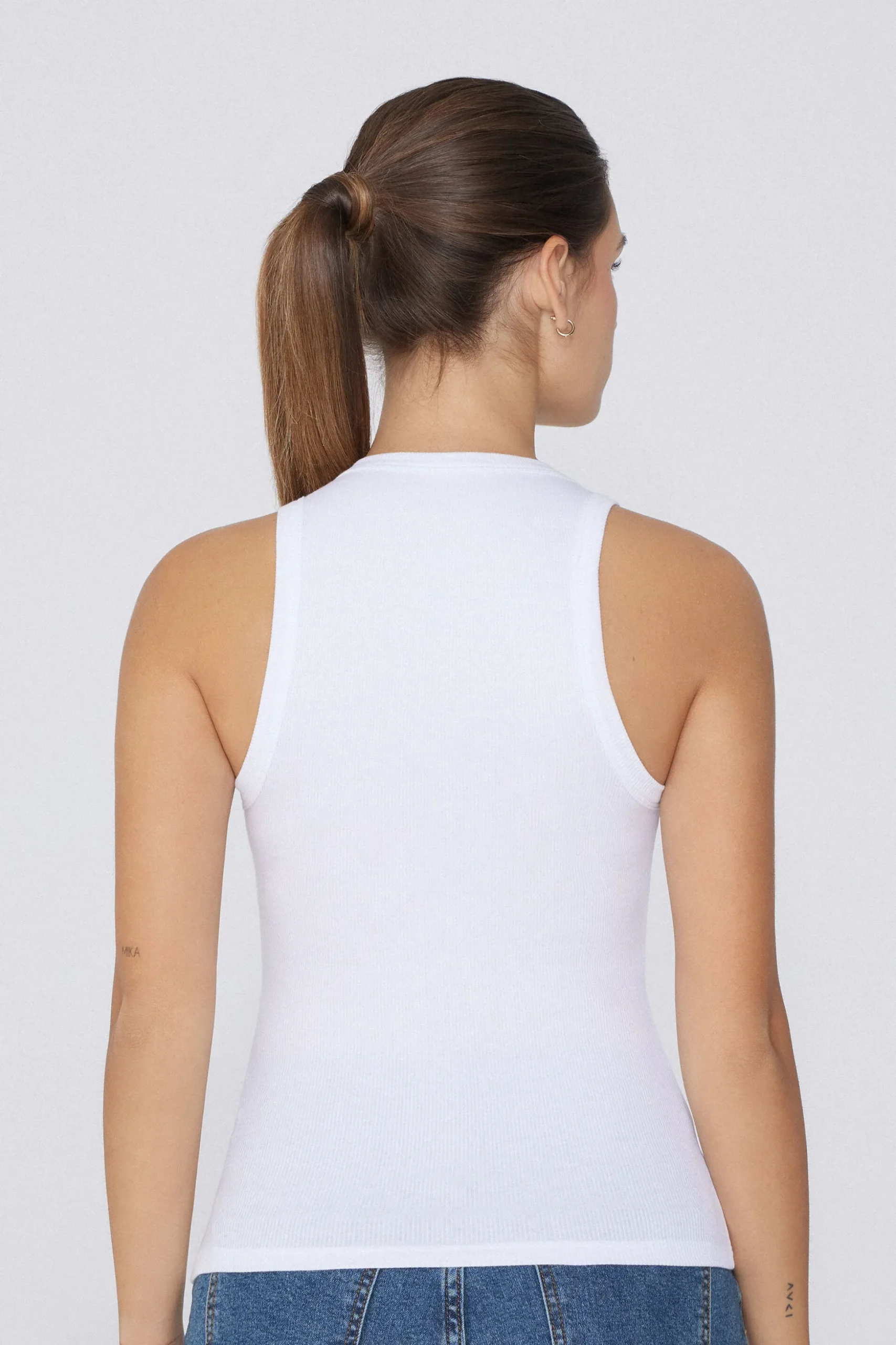 Ribbed Cotton Racerback Tank Top - Tank Tops - Women | Tezenis
