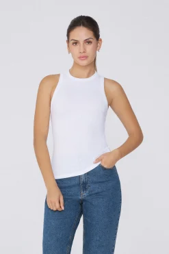 Ribbed Cotton Racerback Tank Top - Tank Tops - Women | Tezenis