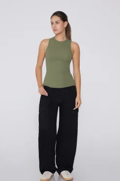 Ribbed Cotton Racerback Tank Top - Tank Tops - Women | Tezenis
