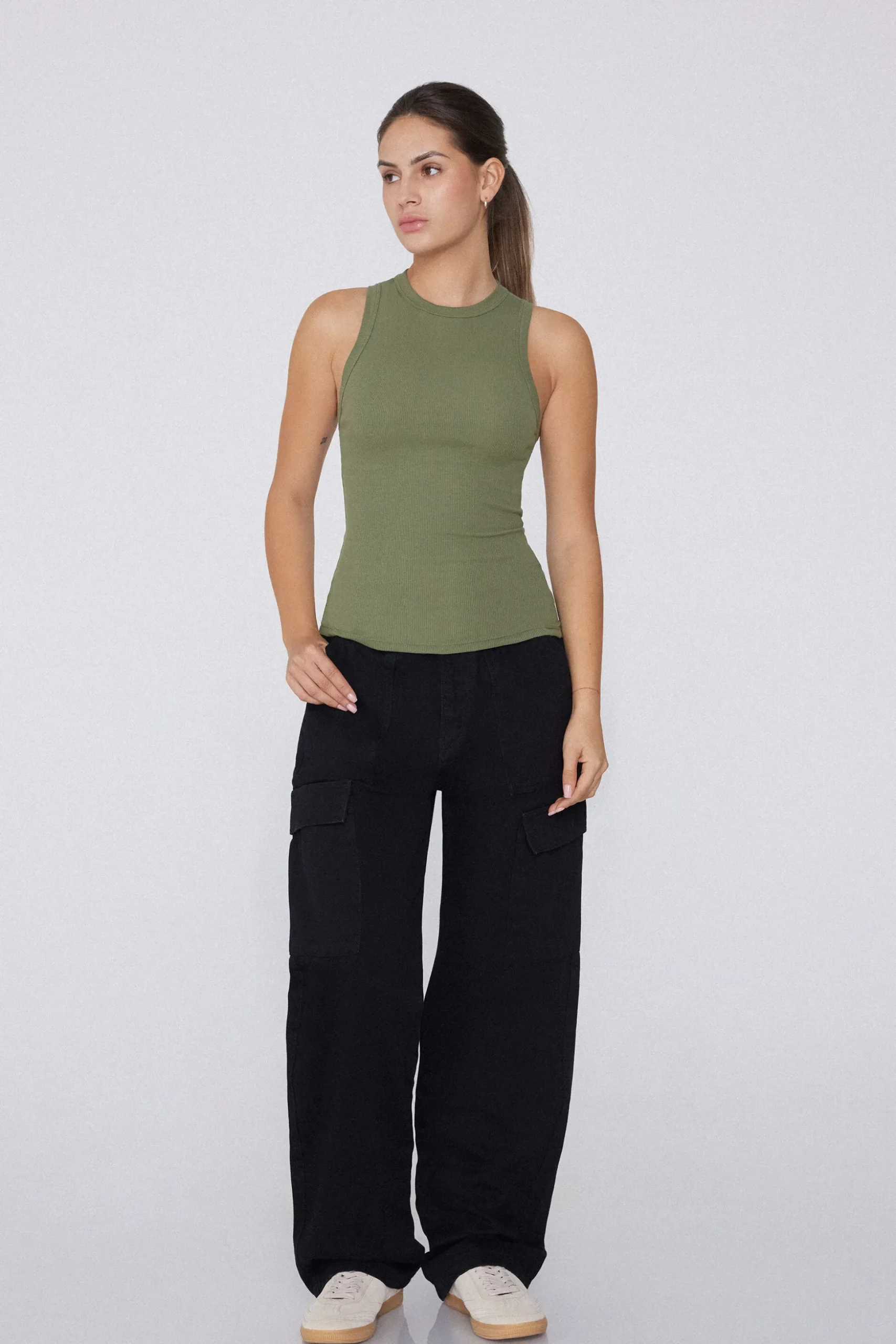 Ribbed Cotton Racerback Tank Top - Tank Tops - Women | Tezenis