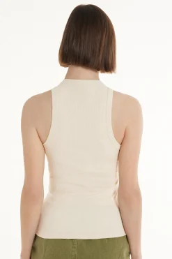 Ribbed Cotton Racerback Tank Top - Tank Tops - Women | Tezenis
