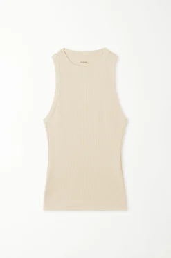 Ribbed Cotton Racerback Tank Top - Tank Tops - Women | Tezenis