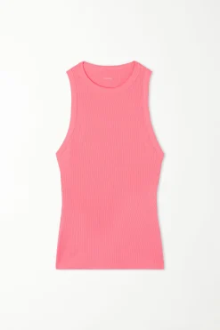 Ribbed Cotton Racerback Tank Top - Tank Tops - Women | Tezenis