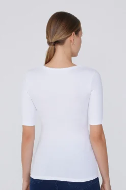 Ribbed Cotton Scoop Neck T-Shirt - Short-Sleeved Tops - Women | Tezenis