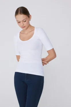 Ribbed Cotton Scoop Neck T-Shirt - Short-Sleeved Tops - Women | Tezenis