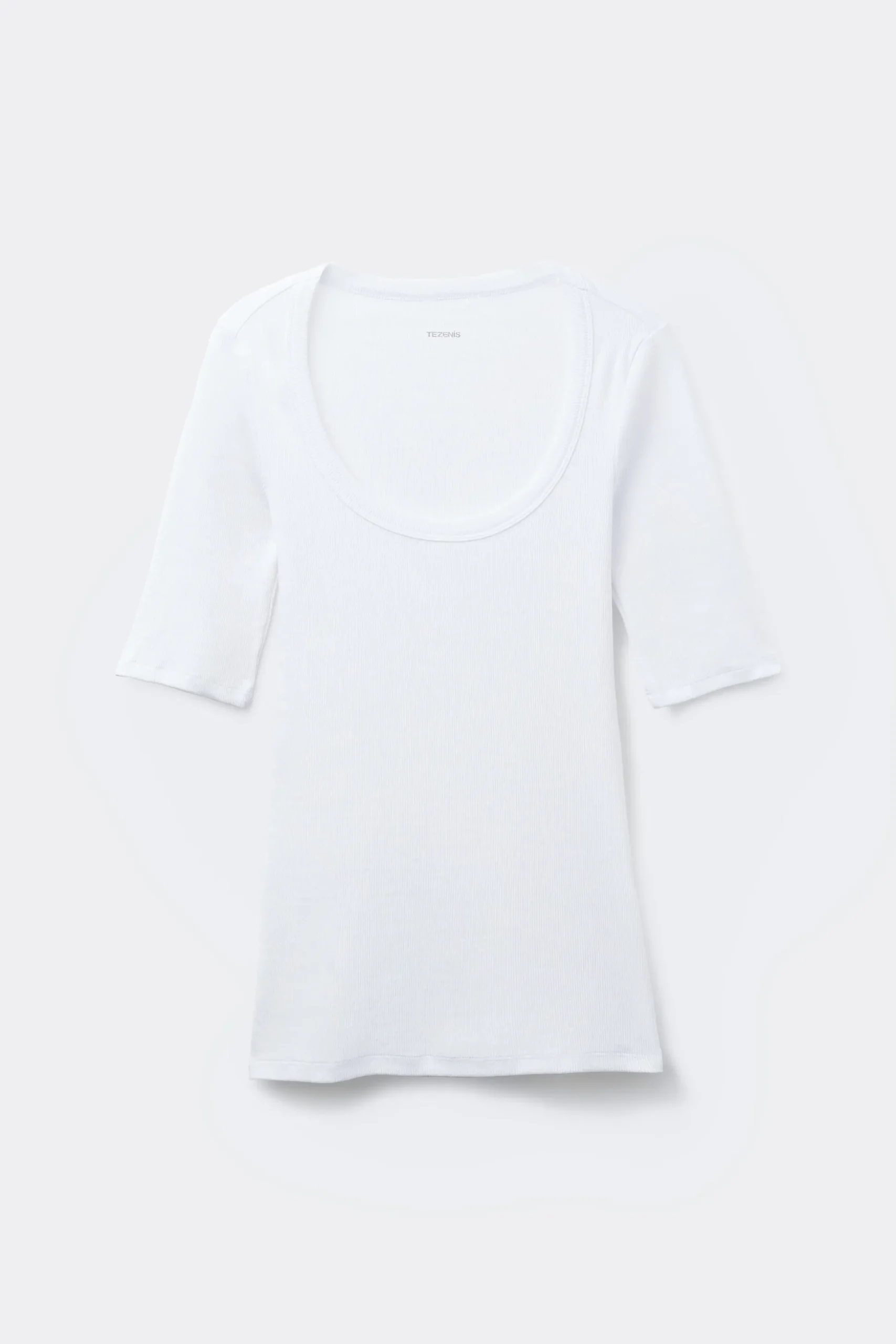 Ribbed Cotton Scoop Neck T-Shirt - Short-Sleeved Tops - Women | Tezenis