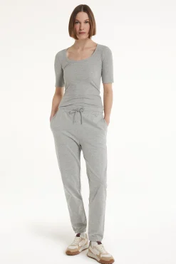 Ribbed Cotton Scoop Neck T-Shirt - Short-Sleeved Tops - Women | Tezenis