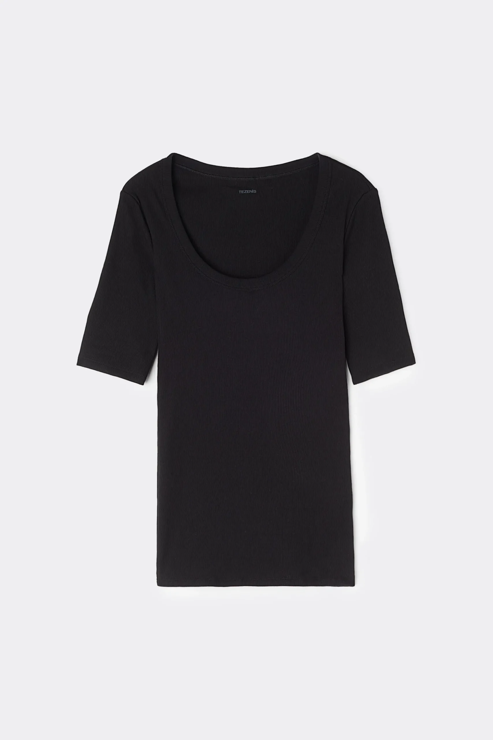 Ribbed Cotton Scoop Neck T-Shirt - Short-Sleeved Tops - Women | Tezenis
