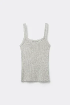 Ribbed Cotton Square-Neck Tank Top - Tank Tops - Women | Tezenis