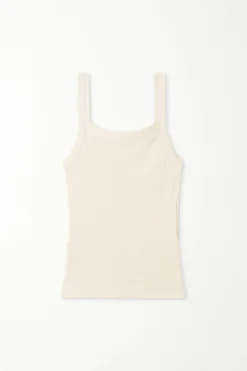 Ribbed Cotton Square-Neck Tank Top - Tank Tops - Women | Tezenis