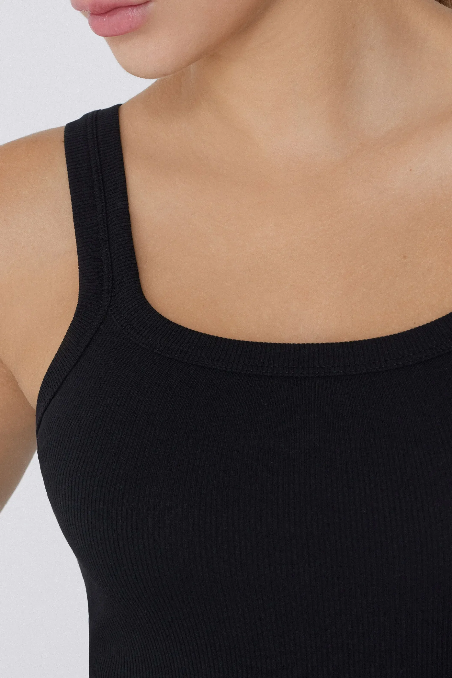Ribbed Cotton Square-Neck Tank Top - Tank Tops - Women | Tezenis