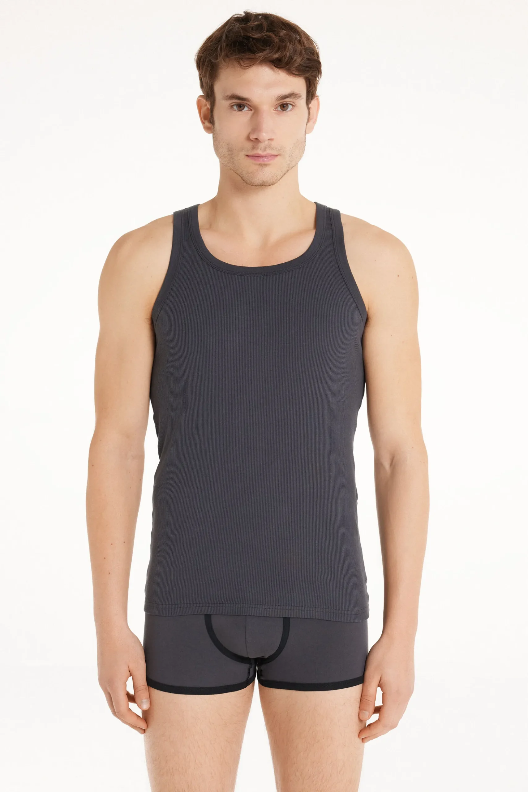 Ribbed Cotton Undershirt - Tank Top Undershirts - Men | Tezenis