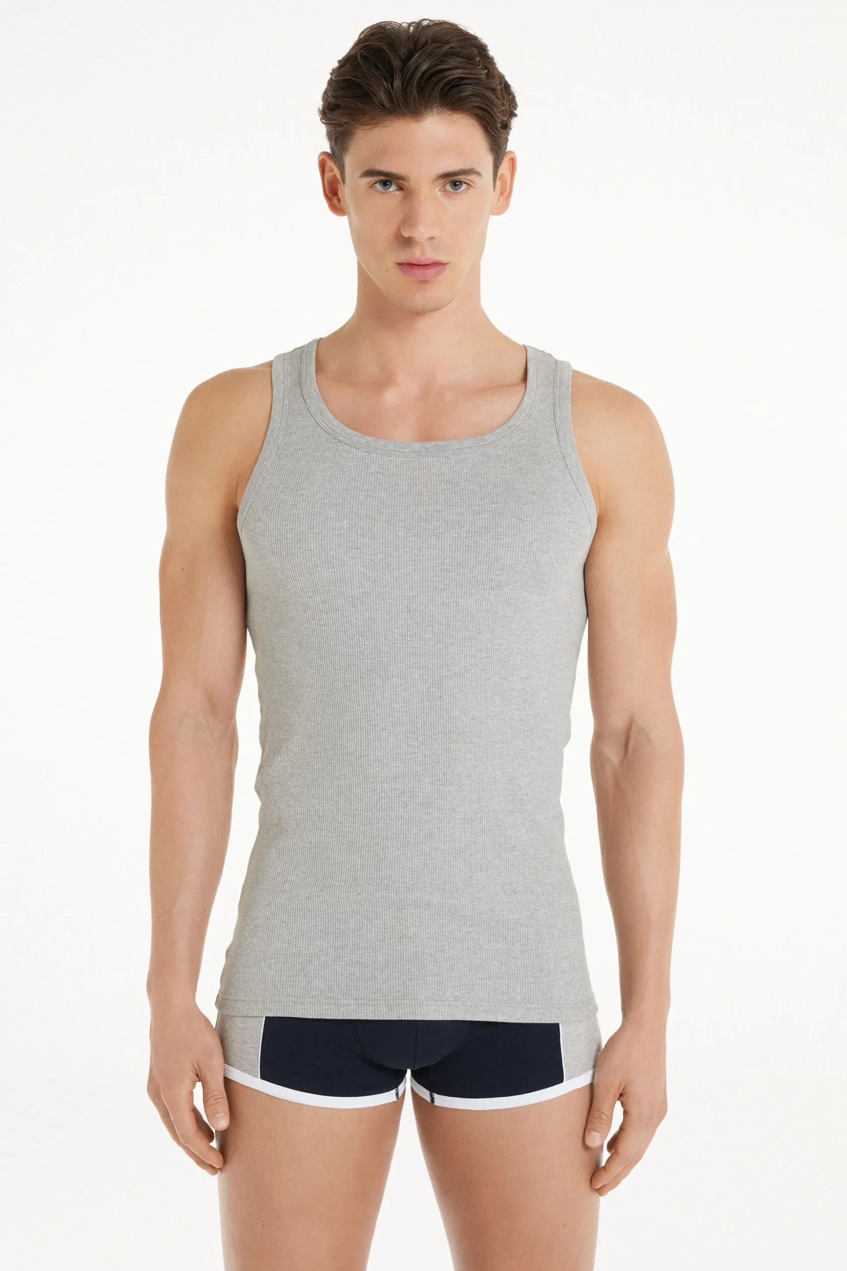 Ribbed Cotton Undershirt - Tank Top Undershirts - Men | Tezenis