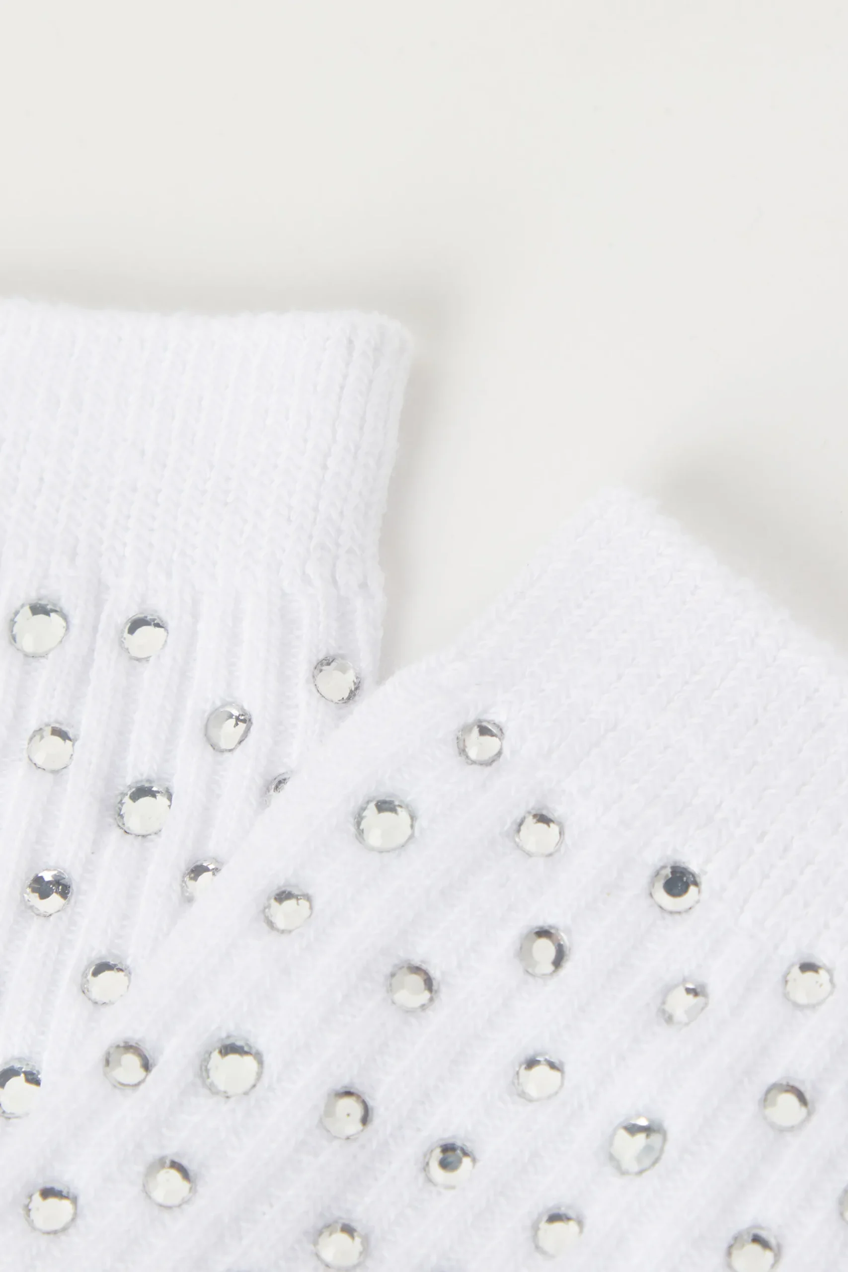 Ribbed Crew Socks With Rhinestone Appliqués - Socks - Women | Tezenis