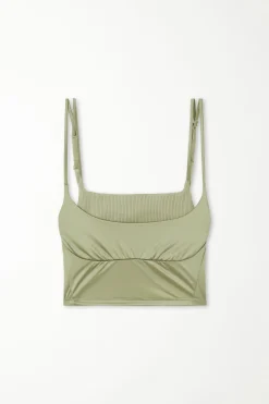 Ribbed Crop Top In Shiny Microfiber - Tank Tops - Women | Tezenis