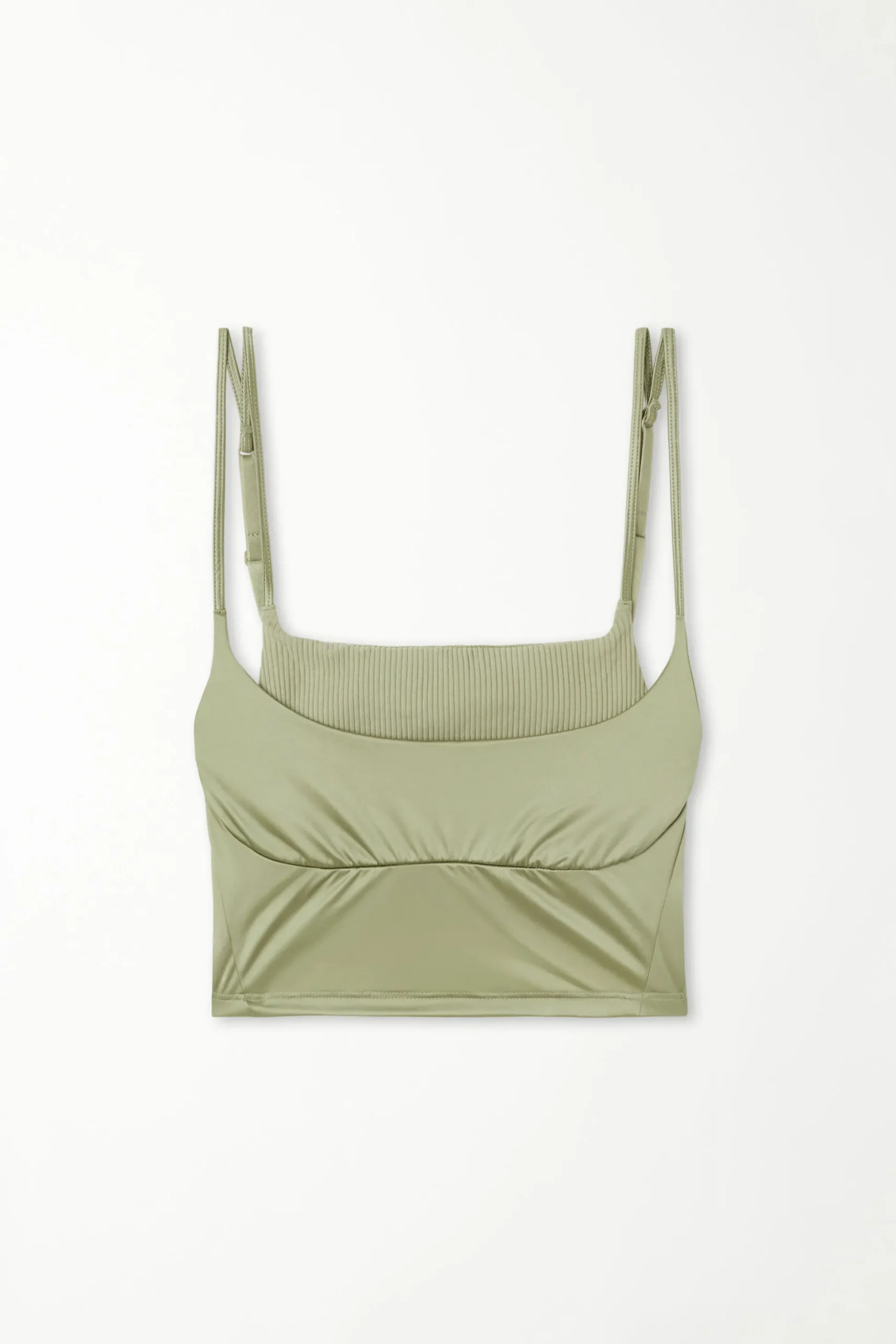 Ribbed Crop Top In Shiny Microfiber - Tank Tops - Women | Tezenis