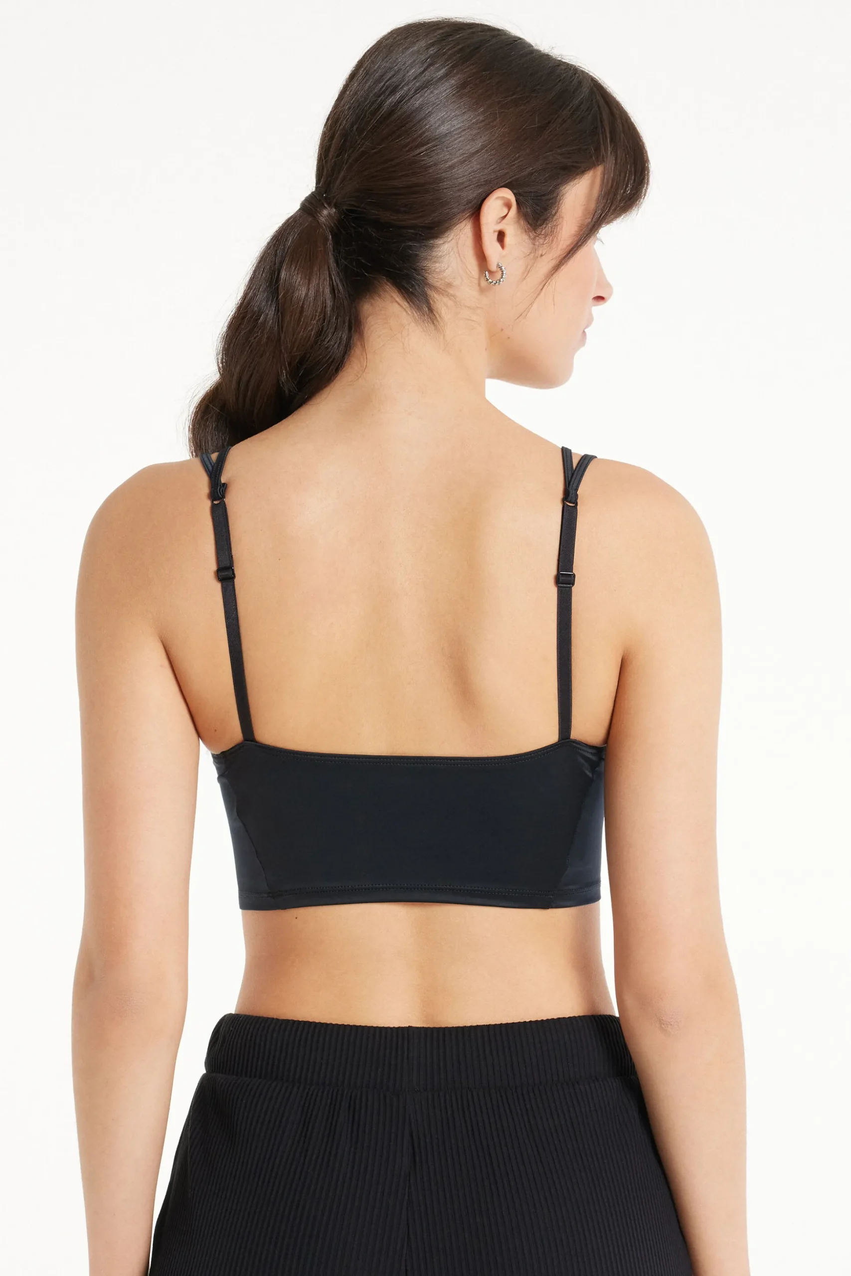 Ribbed Crop Top In Shiny Microfiber - Tank Tops - Women | Tezenis