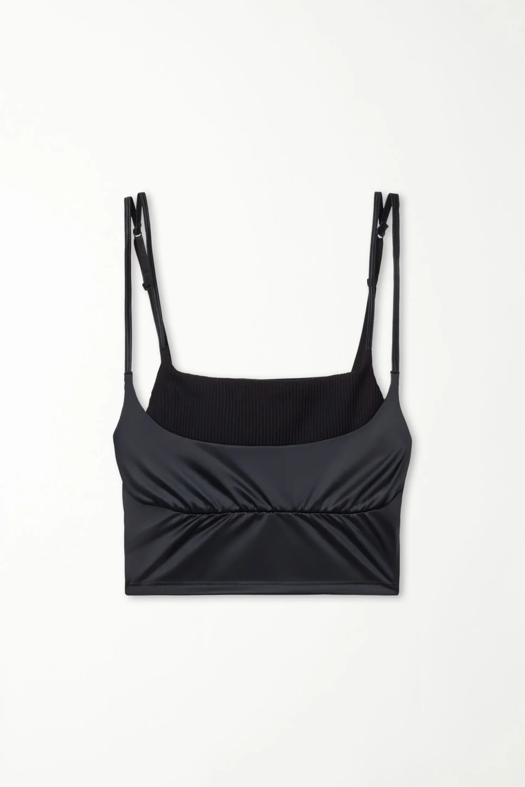 Ribbed Crop Top In Shiny Microfiber - Tank Tops - Women | Tezenis