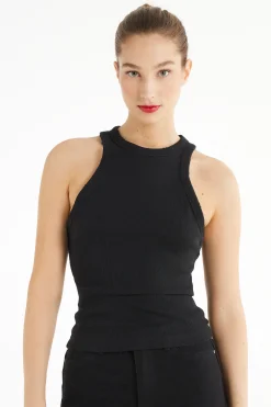 Ribbed High Neck Tank Top With Rips - Tank Tops - Women | Tezenis