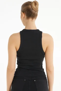 Ribbed High Neck Tank Top With Rips - Tank Tops - Women | Tezenis