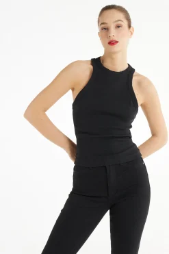 Ribbed High Neck Tank Top With Rips - Tank Tops - Women | Tezenis