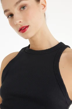 Ribbed High Neck Tank Top With Rips - Tank Tops - Women | Tezenis
