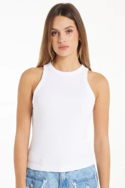 Ribbed High Neck Tank Top With Rips - Tank Tops - Women | Tezenis