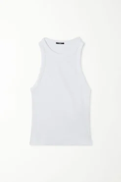 Ribbed High Neck Tank Top With Rips - Tank Tops - Women | Tezenis