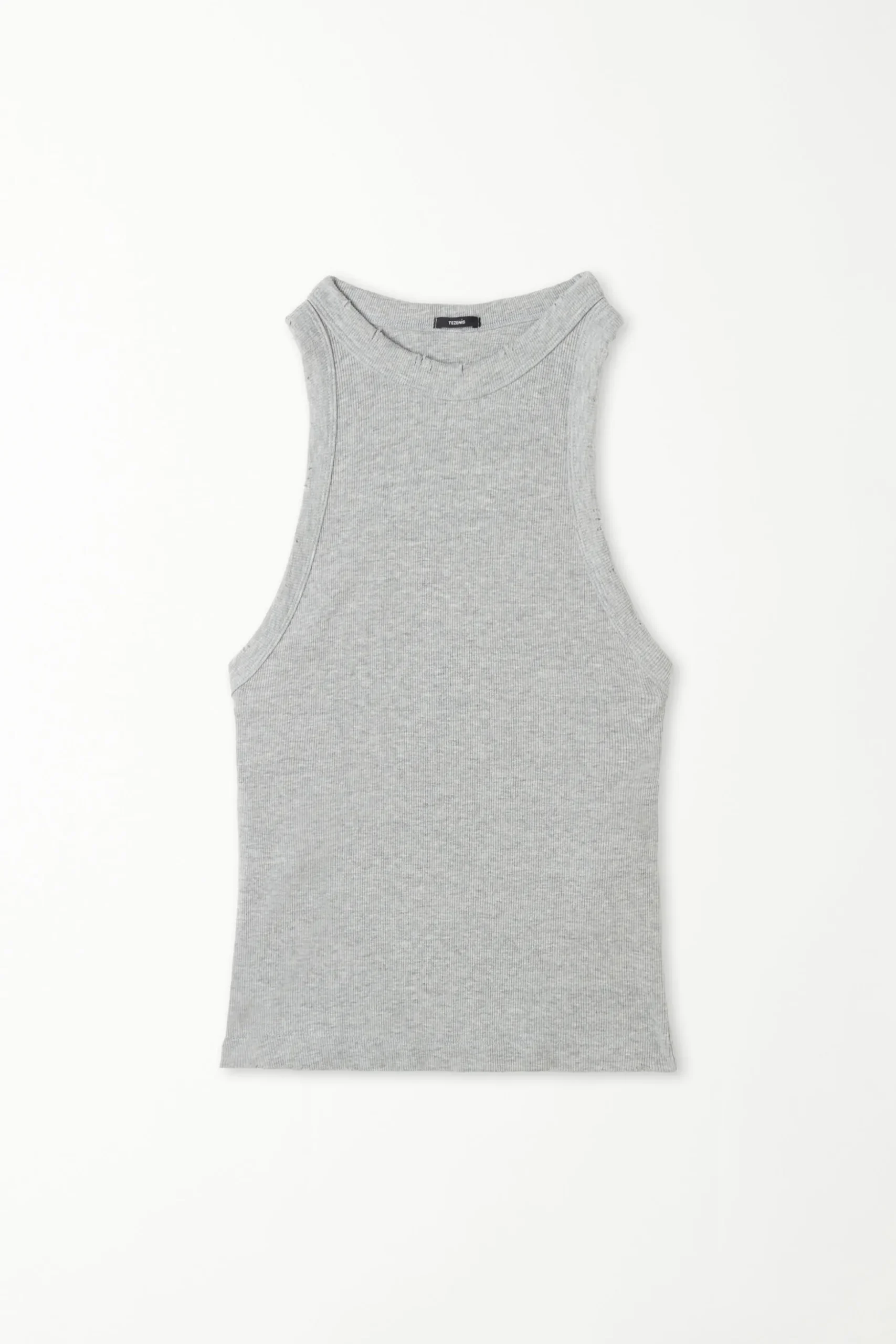 Ribbed High Neck Tank Top With Rips - Tank Tops - Women | Tezenis