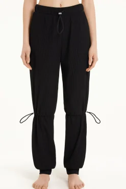 Ribbed Jogger With Adjustable Drawstrings - Pants - Women | Tezenis