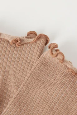 Ribbed Lettuce Leaf Trim Crew Socks - Socks - Women | Tezenis