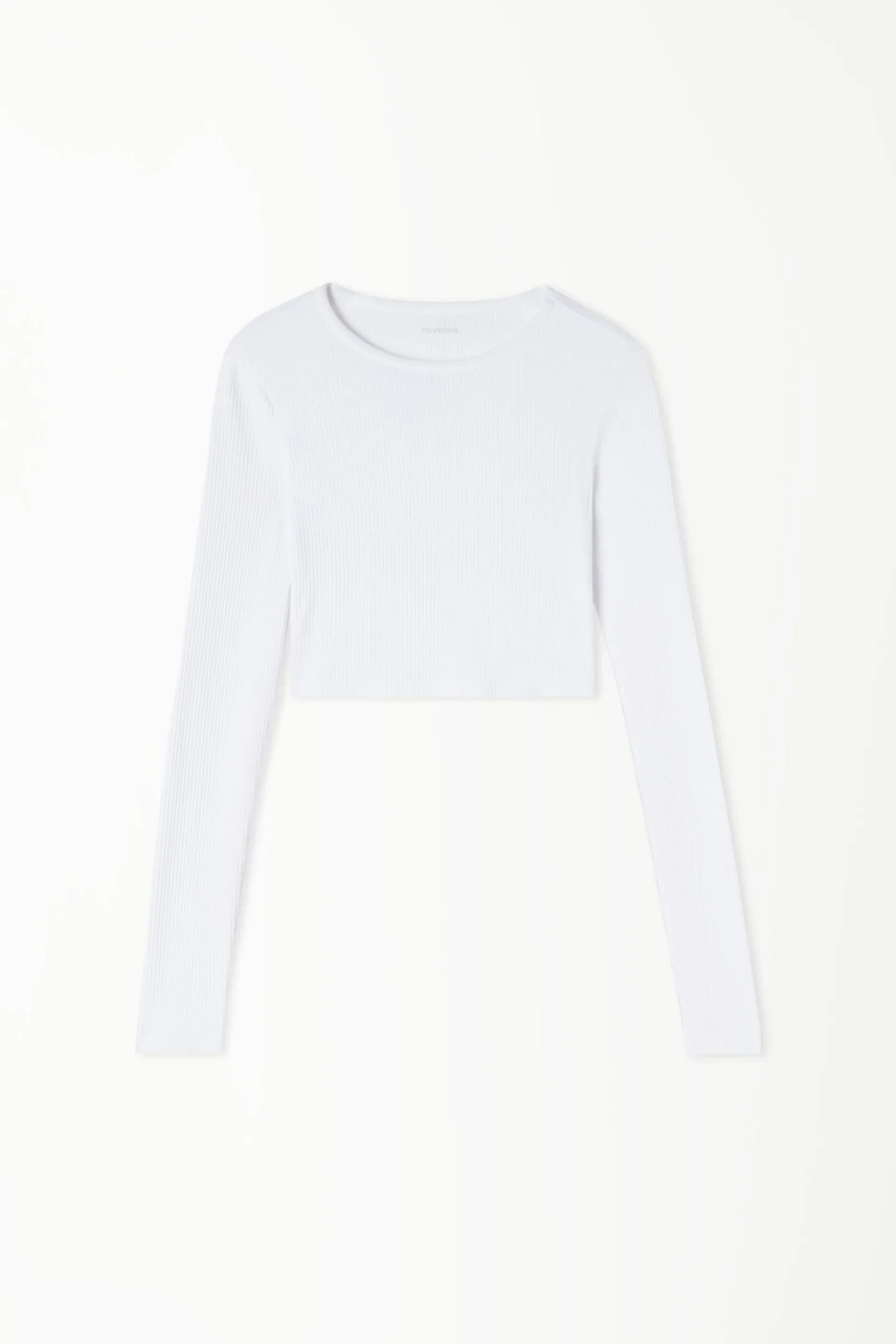 Ribbed Long-Sleeved Crew-Neck Crop Top - Long-Sleeved Tops - Women | Tezenis