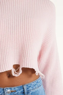 Ribbed Long-Sleeved Ripped Crop Top - Long-Sleeved Tops - Women | Tezenis