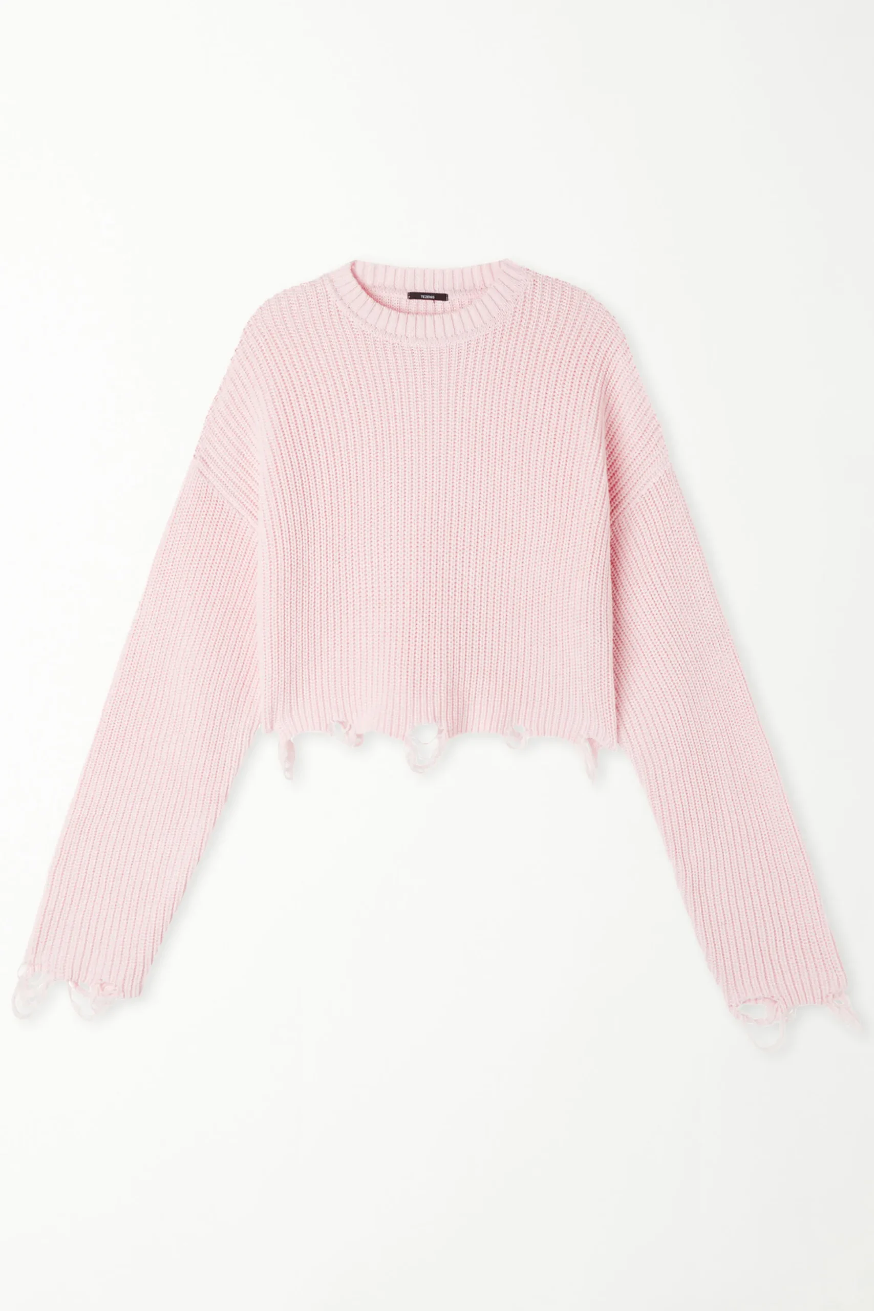 Ribbed Long-Sleeved Ripped Crop Top - Long-Sleeved Tops - Women | Tezenis