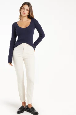 Ribbed Long-Sleeved V-Neck Top - Long-Sleeved Tops - Women | Tezenis