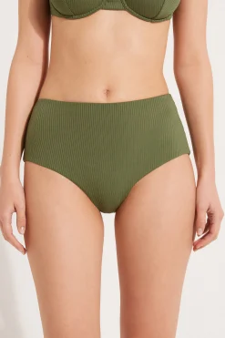 Ribbed Recycled Microfiber High Waist Bikini Bottoms - Classic - Women | Tezenis