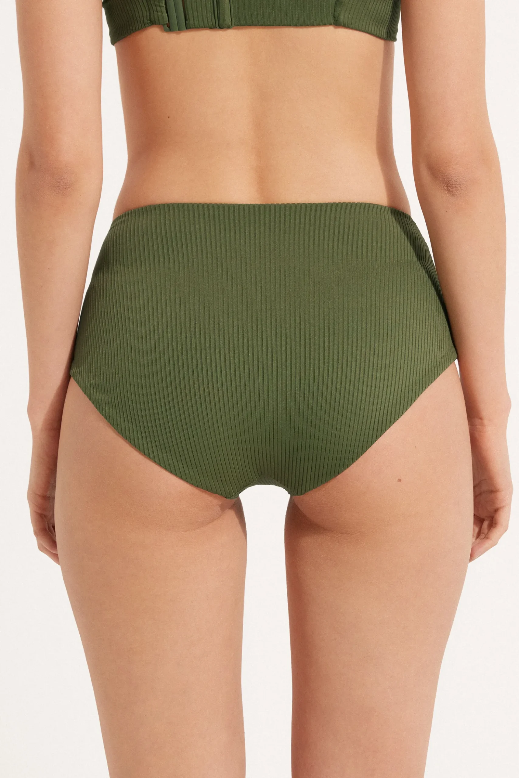 Ribbed Recycled Microfiber High Waist Bikini Bottoms - Classic - Women | Tezenis