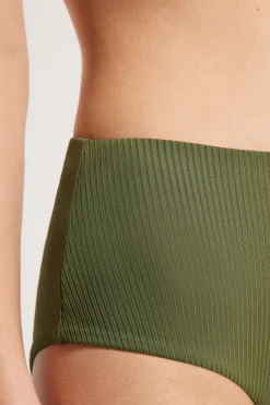 Ribbed Recycled Microfiber High Waist Bikini Bottoms - Classic - Women | Tezenis