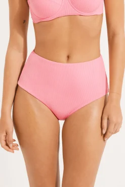 Ribbed Recycled Microfiber High Waist Bikini Bottoms - Classic - Women | Tezenis
