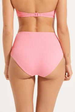 Ribbed Recycled Microfiber High Waist Bikini Bottoms - Classic - Women | Tezenis