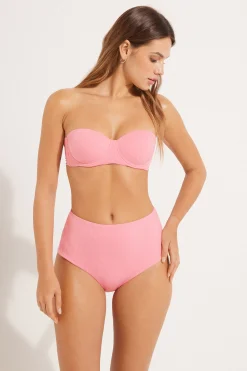 Ribbed Recycled Microfiber High Waist Bikini Bottoms - Classic - Women | Tezenis