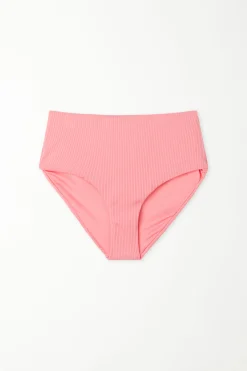 Ribbed Recycled Microfiber High Waist Bikini Bottoms - Classic - Women | Tezenis